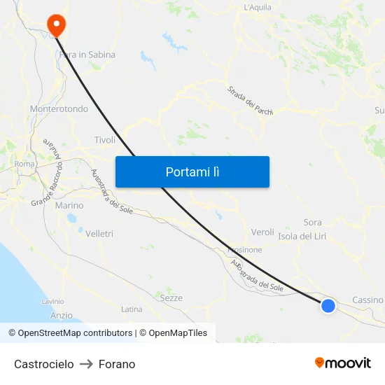 Castrocielo to Forano map