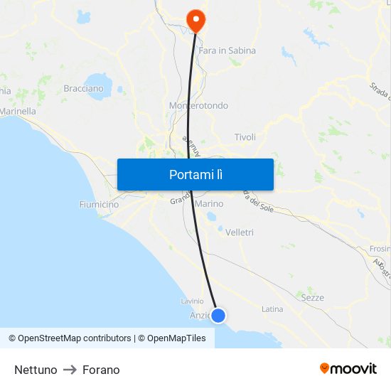 Nettuno to Forano map