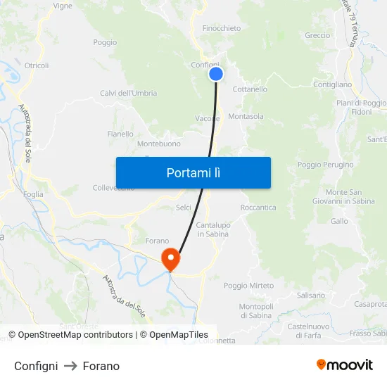 Configni to Forano map