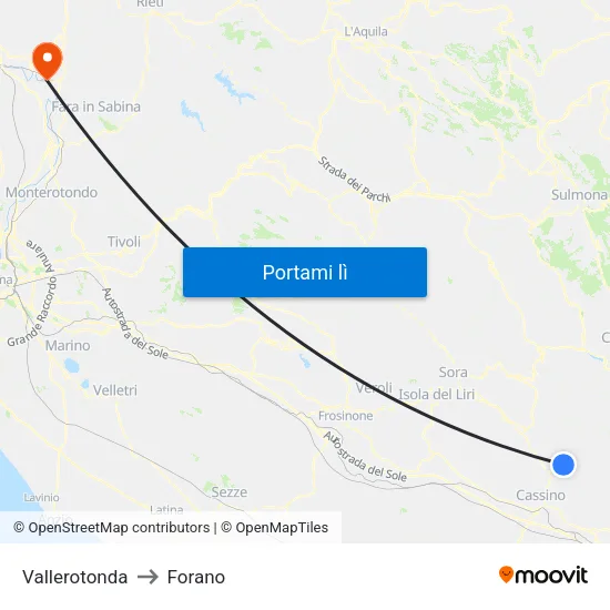 Vallerotonda to Forano map