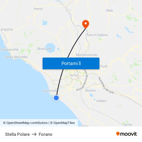Stella Polare to Forano map