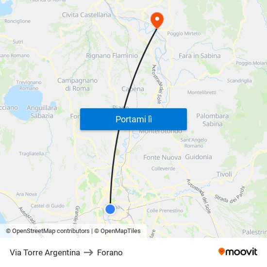 Via Torre Argentina to Forano map