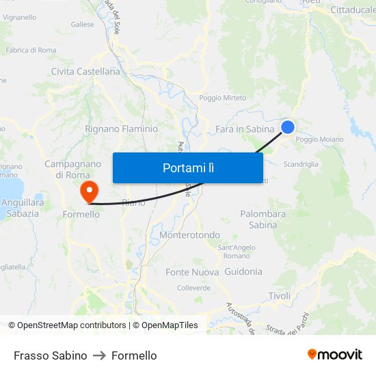 Frasso Sabino to Formello map
