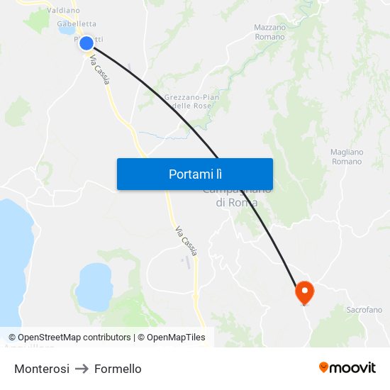 Monterosi to Formello map