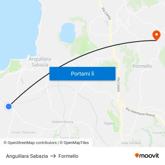 Anguillara Sabazia to Formello map