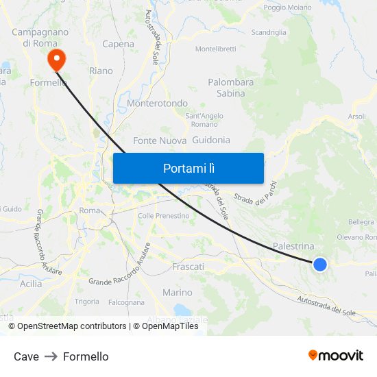 Cave to Formello map