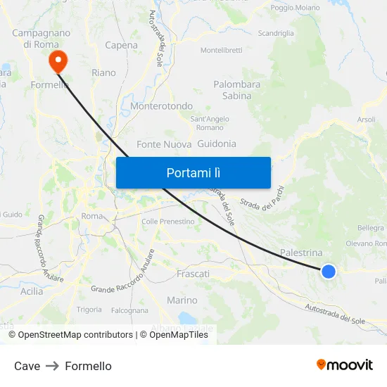 Cave to Formello map