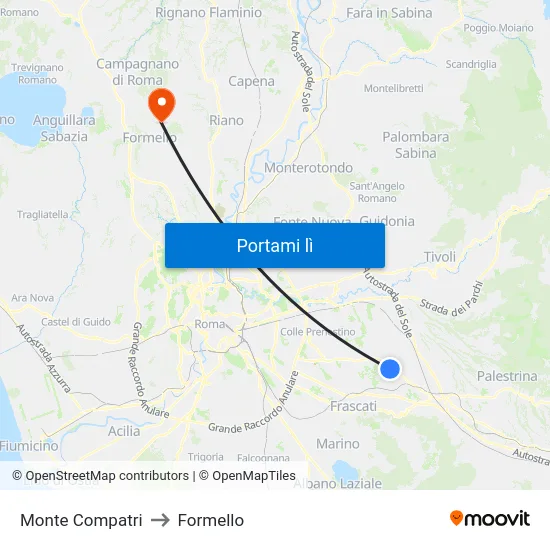 Monte Compatri to Formello map