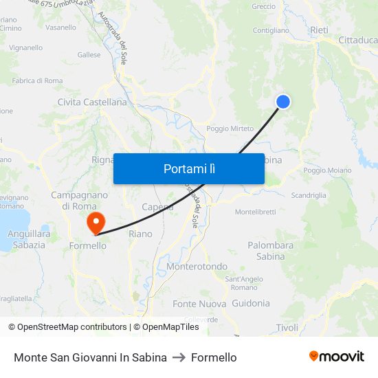 Monte San Giovanni In Sabina to Formello map