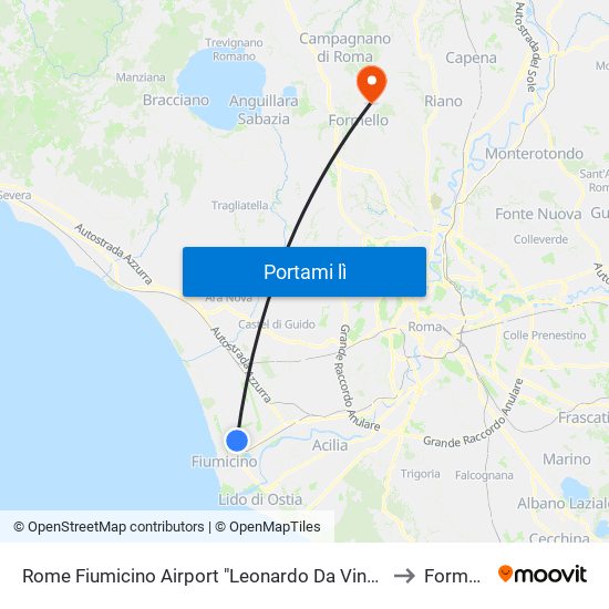 Rome Fiumicino Airport "Leonardo Da Vinci" (Fco) to Formello map