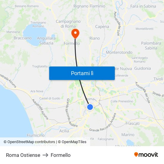 Roma Ostiense to Formello map