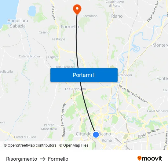 Risorgimento to Formello map