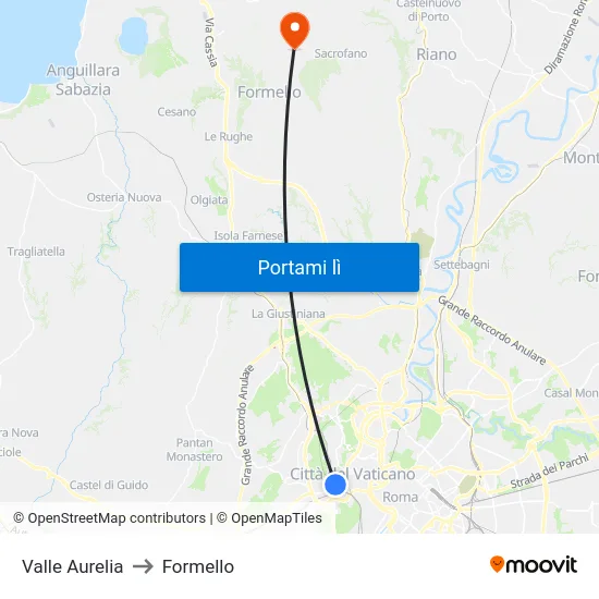 Valle Aurelia to Formello map