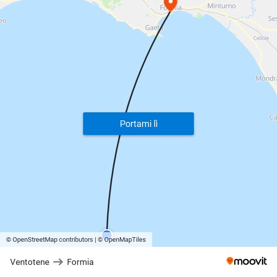 Ventotene to Formia map