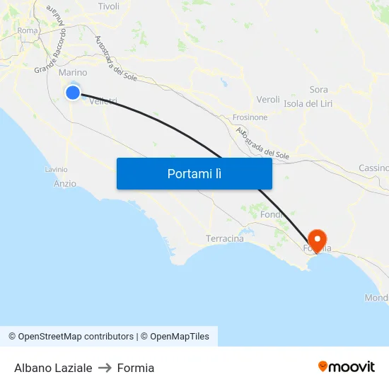 Albano Laziale to Formia map