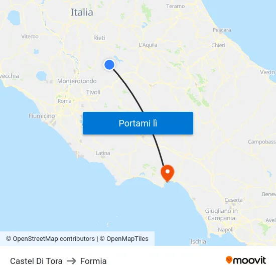 Castel Di Tora to Formia map