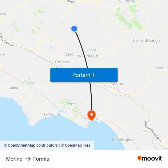 Morino to Formia map