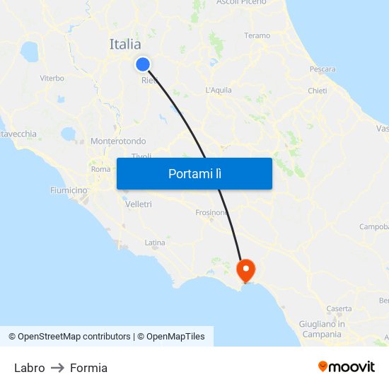 Labro to Formia map