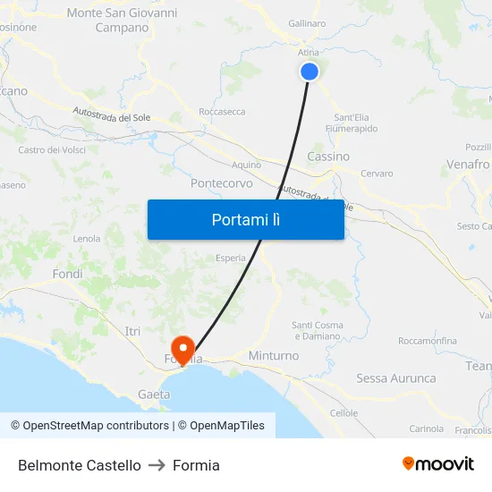 Belmonte Castello to Formia map