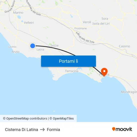 Cisterna Di Latina to Formia map