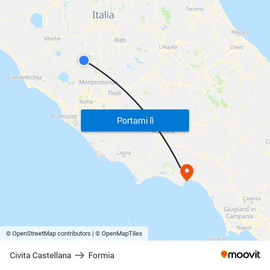 Civita Castellana to Formia map