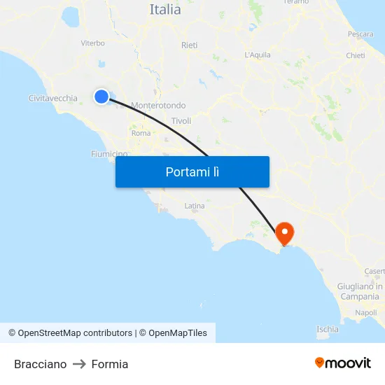 Bracciano to Formia map