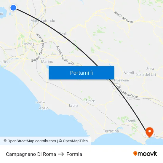 Campagnano Di Roma to Formia map