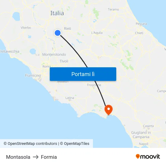 Montasola to Formia map