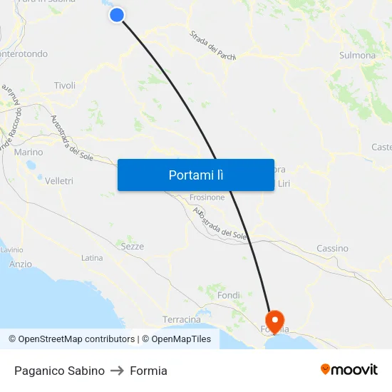 Paganico Sabino to Formia map