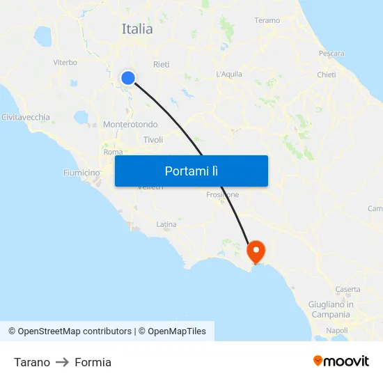 Tarano to Formia map