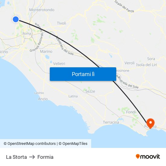 La Storta to Formia map