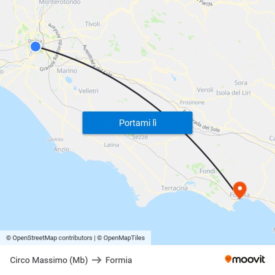 Circo Massimo (Mb) to Formia map
