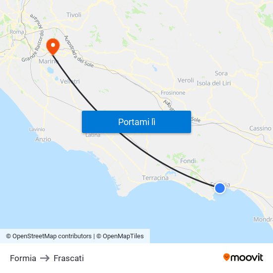 Formia to Frascati map