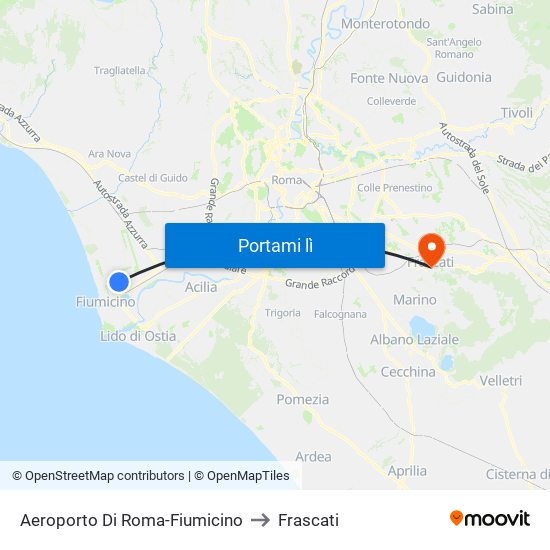 Aeroporto Di Roma-Fiumicino to Frascati map