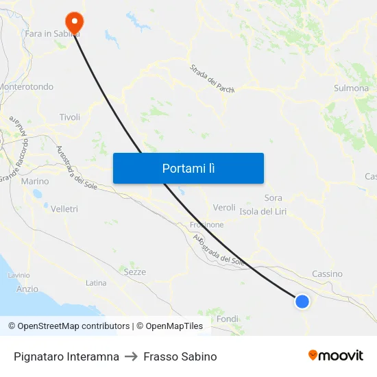Pignataro Interamna to Frasso Sabino map