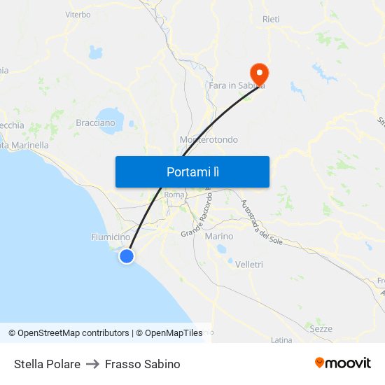 Stella Polare to Frasso Sabino map