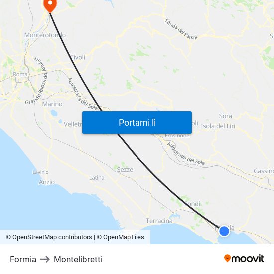 Formia to Montelibretti map
