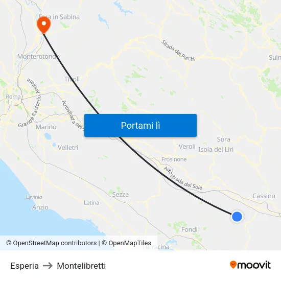 Esperia to Montelibretti map