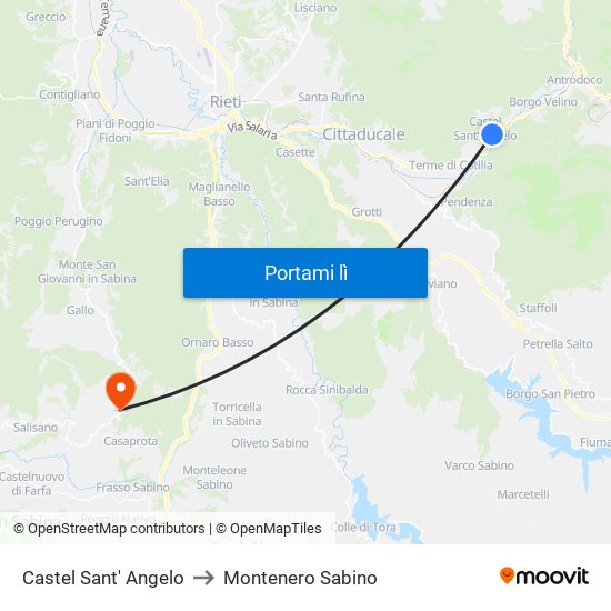 Castel Sant' Angelo to Montenero Sabino map