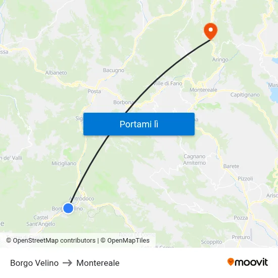 Borgo Velino to Montereale map