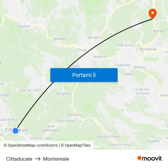 Cittaducale to Montereale map