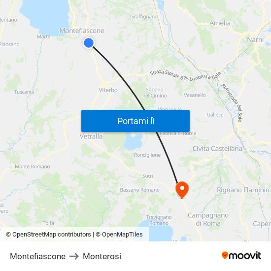 Montefiascone to Monterosi map
