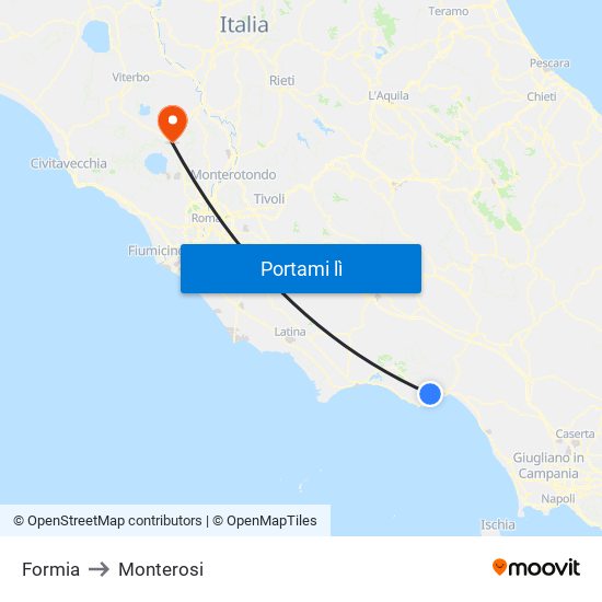 Formia to Monterosi map