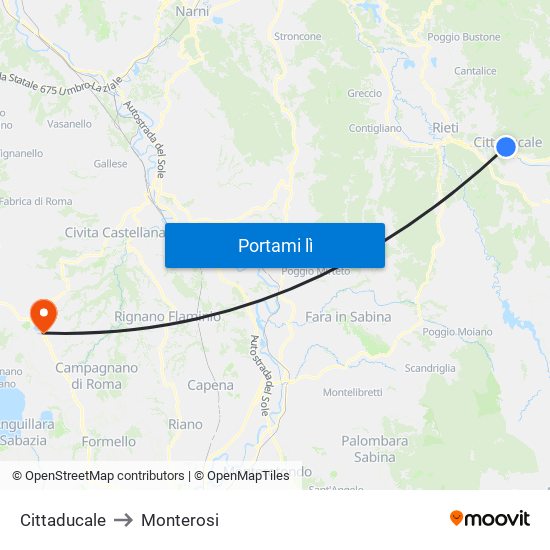 Cittaducale to Monterosi map