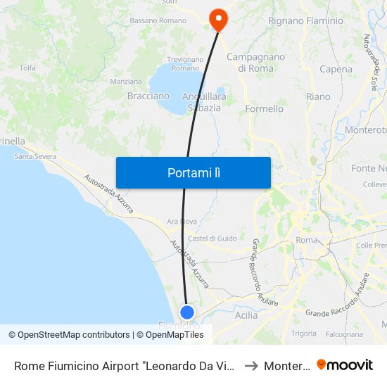 Rome Fiumicino Airport "Leonardo Da Vinci" (Fco) to Monterosi map