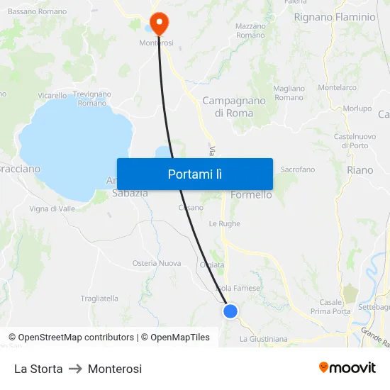 La Storta to Monterosi map