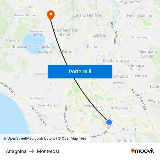 Anagnina to Monterosi map