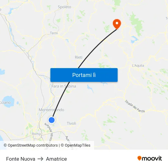 Fonte Nuova to Amatrice map