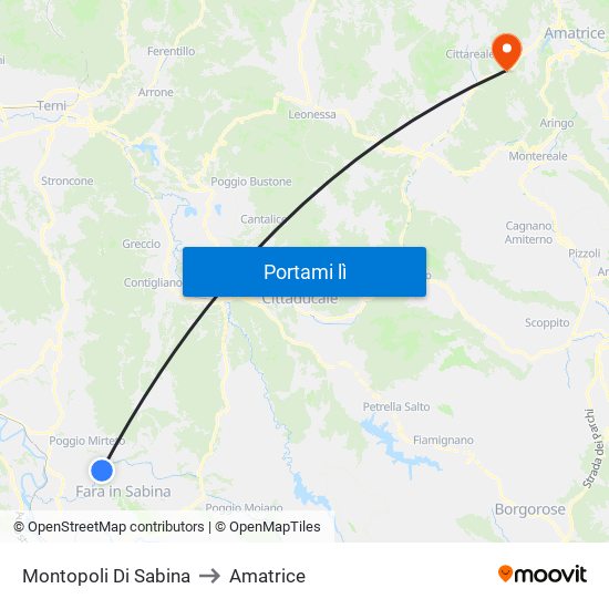 Montopoli Di Sabina to Amatrice map