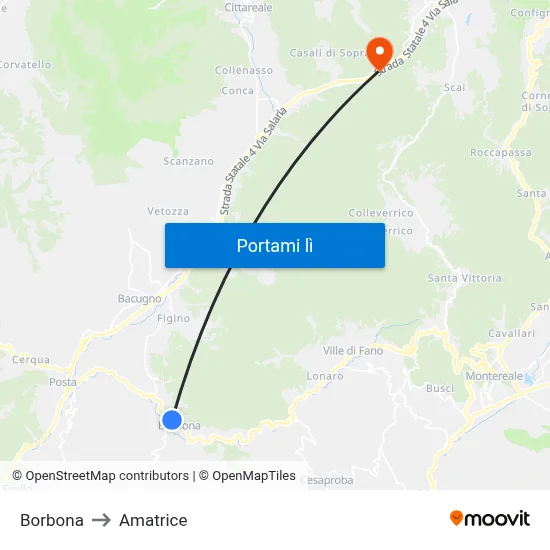 Borbona to Amatrice map